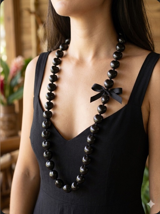 Jewelry - Authentic Philippines Black Kukui Nut Lei Necklace